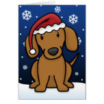 Kawaii Dachshund Christmas Card (Red)