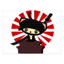 kawaii de chat de ninja carte postale