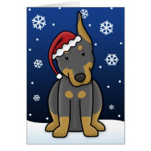 Kawaii Doberman Pinscher Christmas Card