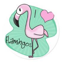Kawaii Flamingo Gifts Round Sticker