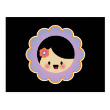 Kawaii flower girl post cards
