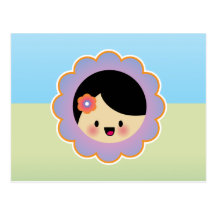 Kawaii flower girl postcards