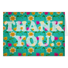 Kawaii Flowers Thank You Card