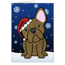 Kawaii French Bulldog Christmas Card (Brindle)