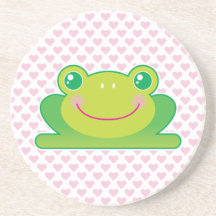 Kawaii frog beverage coasters