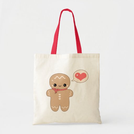 Kawaii Gingerbread Man Tote Bags