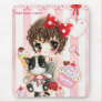 Kawaii girl with cat mousepads