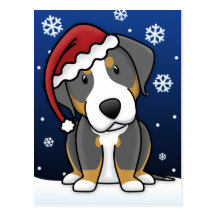 Kawaii Greater Swiss Mountain Christmas Postcard