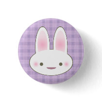 KAWAII HAPPY BUNNY GINGHAM CUTE FACE PINS