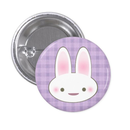 KAWAII HAPPY BUNNY GINGHAM CUTE FACE PINS