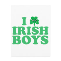 KAWAII I LOVE IRISH BOYS SHAMROCK HEART LUCK IRISH POST CARD