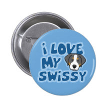 Kawaii I Love My Swissy Pinback Buttons