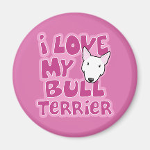 Kawaii I Love My White Bull Terrier Refrigerator Magnet