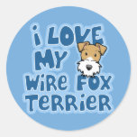 Kawaii I Love My Wire Fox Terrier Round Sticker