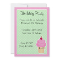 Kawaii Ice Cream Cone Birthday Party Invitations