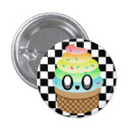 KAWAII ICE CREAM RAINBOW CONE CHECKERBOARD PIN