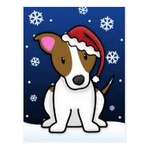 Kawaii Jack Russell Terrier Christmas Postcard