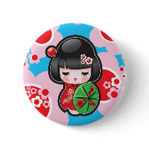 Kawaii Japanese Doll Button