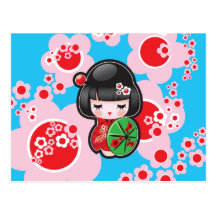 Kawaii Japanese Doll Post Card