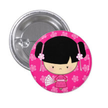 Kawaii Kimono Badge Pinback Button