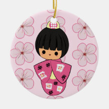 Kawaii Kokeshi Doll ornament