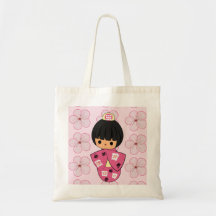 Kawaii Kokeshi Doll tote bag