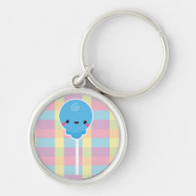 Kawaii Lollipop on Colourful Checks Keychains