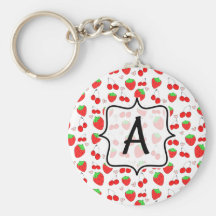 Kawaii mignon porte des fruits monogramme de ceris porte-clefs