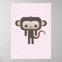 Kawaii monkey poster