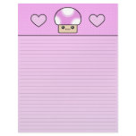 Kawaii Mushy Puffs Pink Mushroom Lined Letterhead