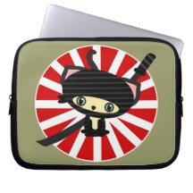 kawaii ninja cat laptop sleeves