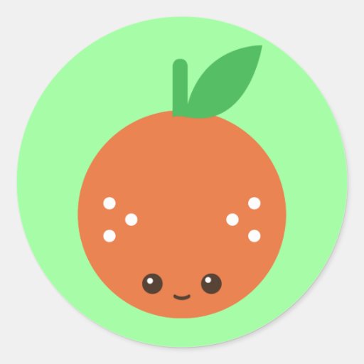 Kawaii Orange Round Sticker