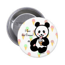 Kawaii Panda Ice Cream Cartoon Buttons