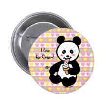 Kawaii Panda Ice Cream Cartoon Pinback Button