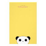 Kawaii Panda on Yellow Note Paper Custom Stationery