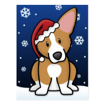 Kawaii Pembroke Welsh Corgi Christmas Postcard