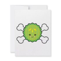 kawaii pickle slice and crossbones design personalized announcement