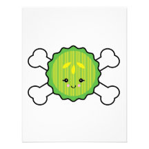 kawaii pickle slice and crossbones design personalized announcement