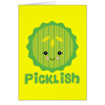 kawaii picklish pickle slice greeting card