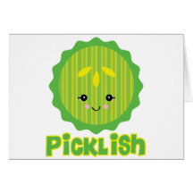 kawaii picklish pickle slice greeting card