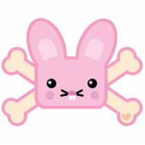 kawaii pink crossbones bunny cut outs