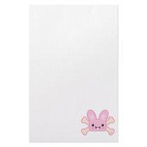 kawaii pink crossbones bunny custom stationery