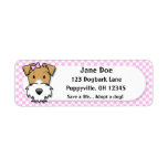 Kawaii Pink Gingham Wire Fox Terrier Return Address Label