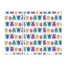 Kawaii Rainbow Alien Monsters Pattern Gallery Wrapped Canvas