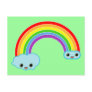 kawaii rainbow clouds postcards