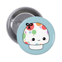 Kawaii Rainbow Mushroom Pinback Buttons