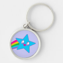 Kawaii Rave Neon Star Rainbow Keychain