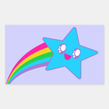 Kawaii Rave Neon Star Rainbow Rectangle Sticker
