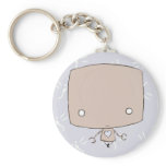 Kawaii Robot (purple firefly print) Key Chain