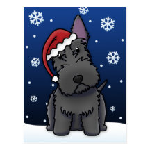 Kawaii Scottish Terrier Christmas Postcard